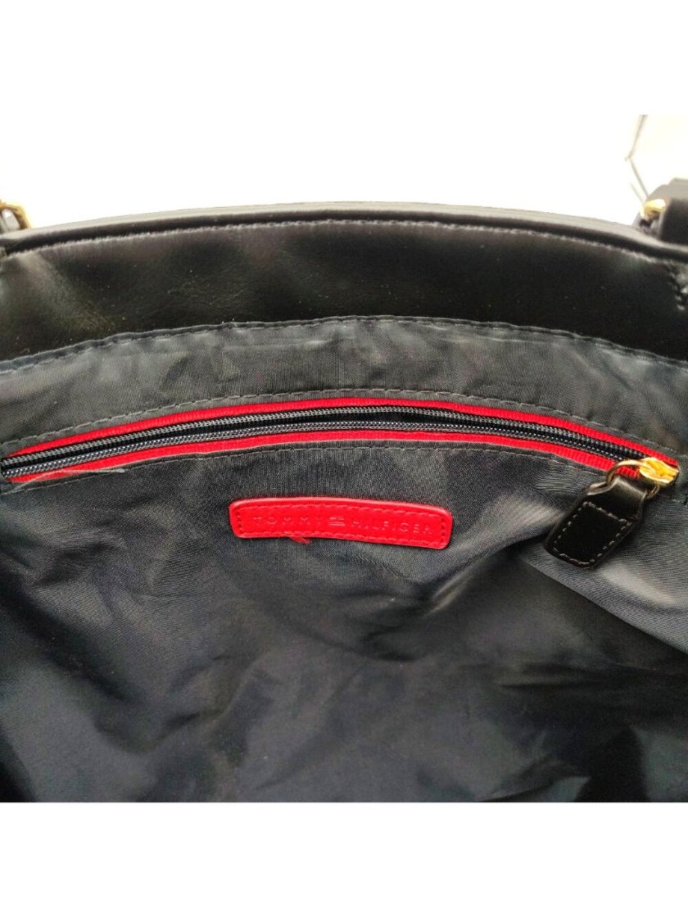 Black Tote Bag Tommy Hilfiger Women Shoulder Purse Zip Top Large Classic - Picture 5 of 10